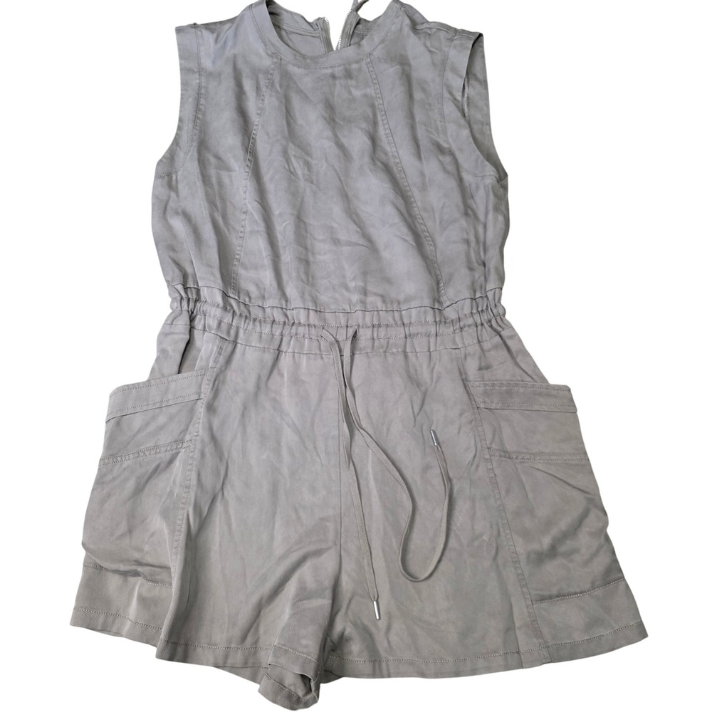 Callia Women's Utility Romper Khaki Drawstring‎ Waist Sleeveless Size M